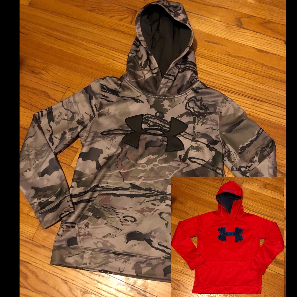 (2) Boys Under Armour Pullover Hoodies, Youth (L)